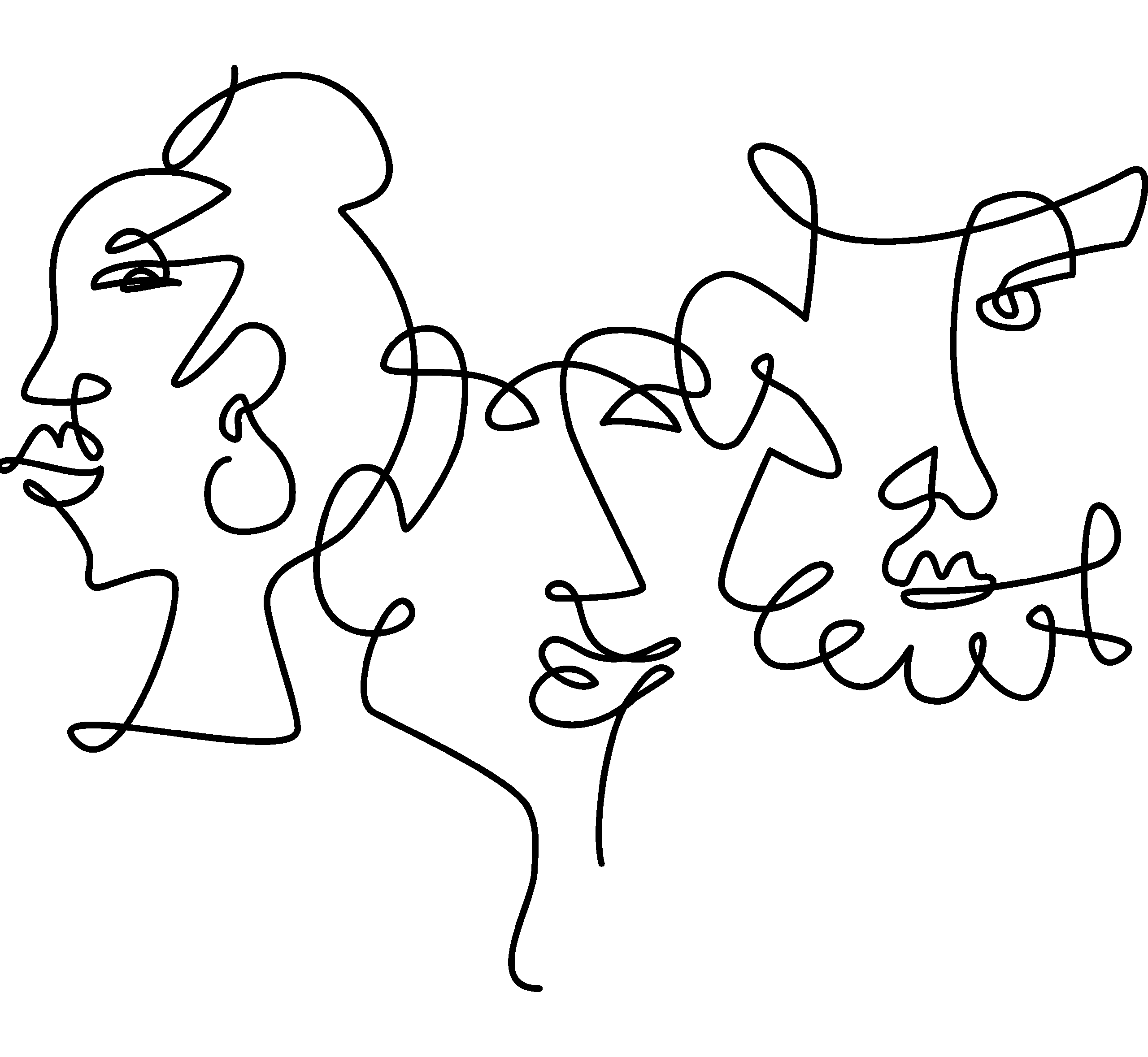 Line illustration of Founders and Customers Faces