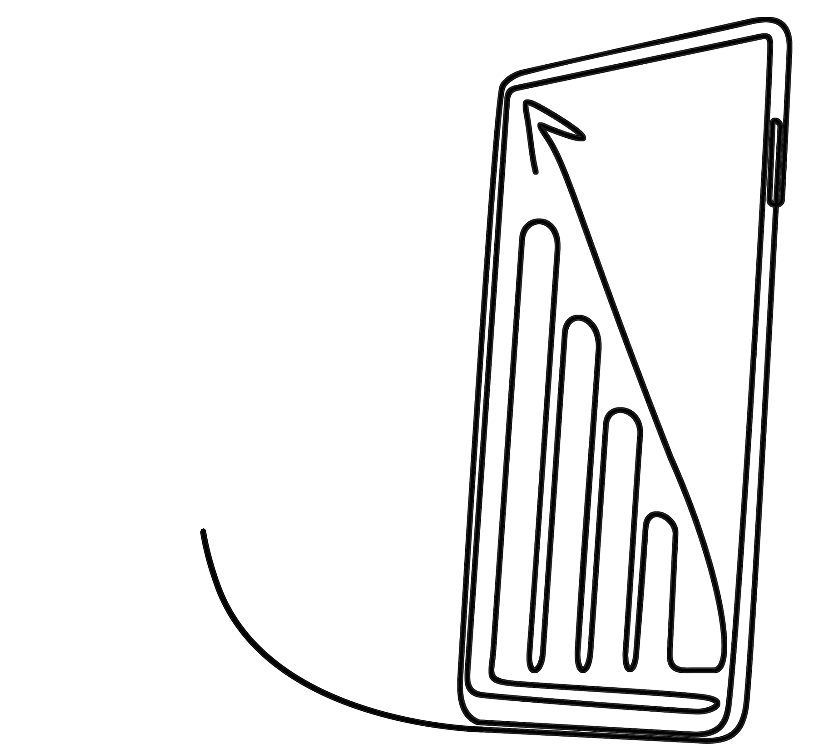 Line Illustration of data growth on a mobile device