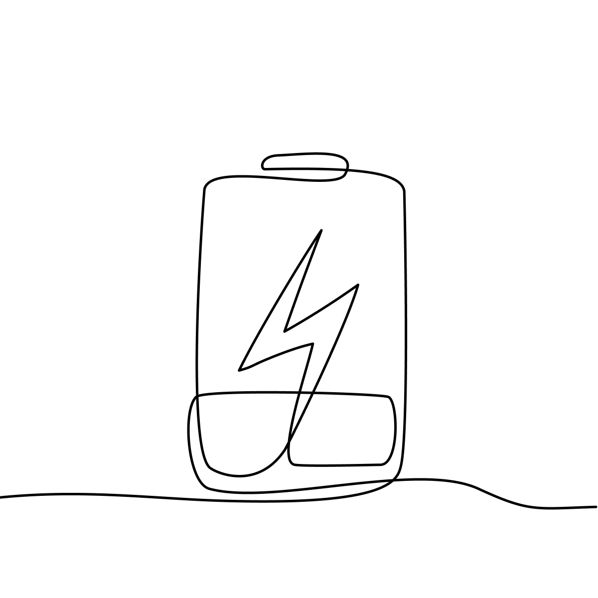 Continuous line drawing of low-charge battery