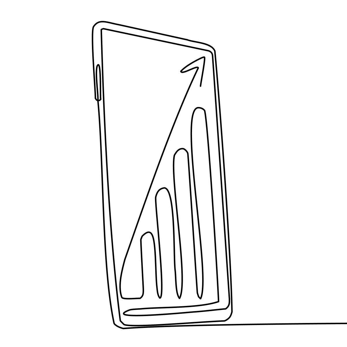 Line Illustration of data growth on a mobile device
