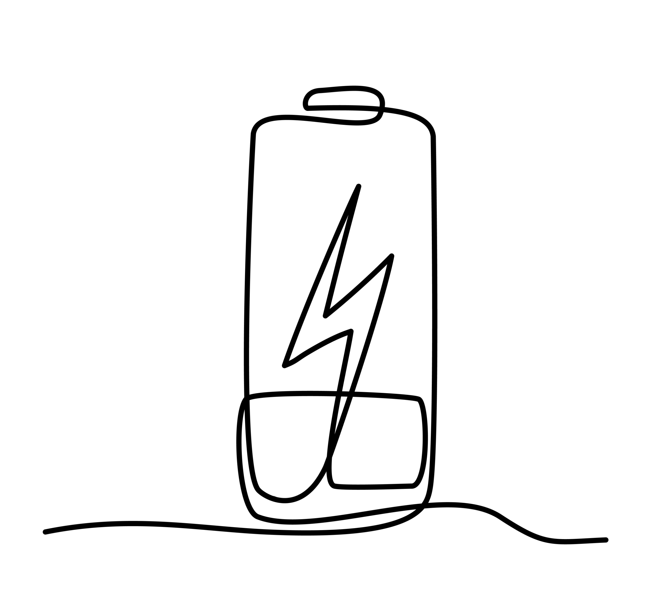 Continuous line drawing of low-charge battery