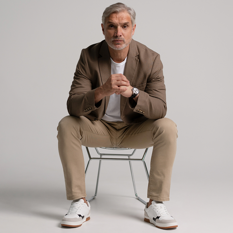 Confident founder looking straight at the camera