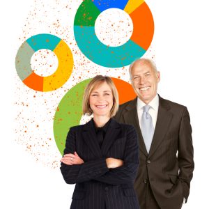 Smiling Series A Founders in front of infographics